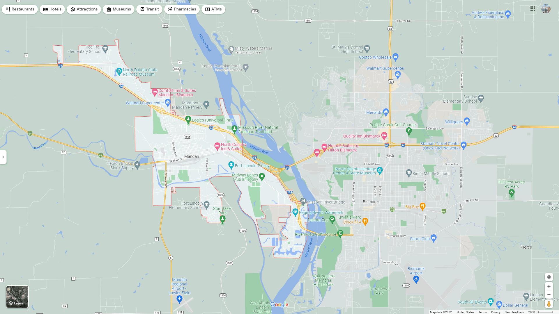 Mandan North Dakota Map